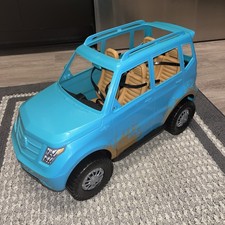 2016 Barbie Mattel Camping Fun Off Road SUV Jeep Vehicle Teal Blue Mud Splatter