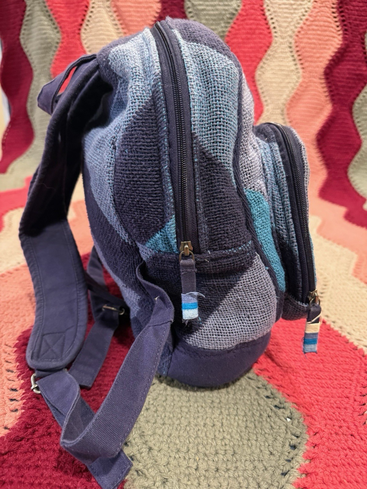 ROXY BackPack Multicolor Striped Print Cinch Dual… - image 7