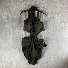 Lauren Ralph Lauren Swim Womens One Piece 16W Swimsuit Green Twist Front Cut Out