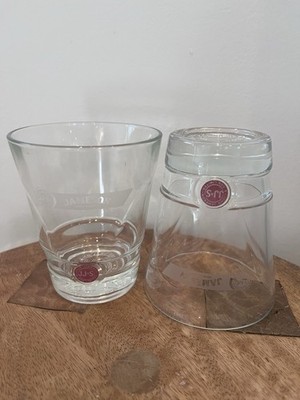 Set 2 JJ&S Jameson Irish Whiskey Red Label 8oz Low Ball Rocks Glass Man Cave Bar