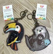 NWT CHALA OTTER & TOUCAN PARROT BIRD HANDBAG BACKPACK KEYCHAIN CHARM TASSEL SET