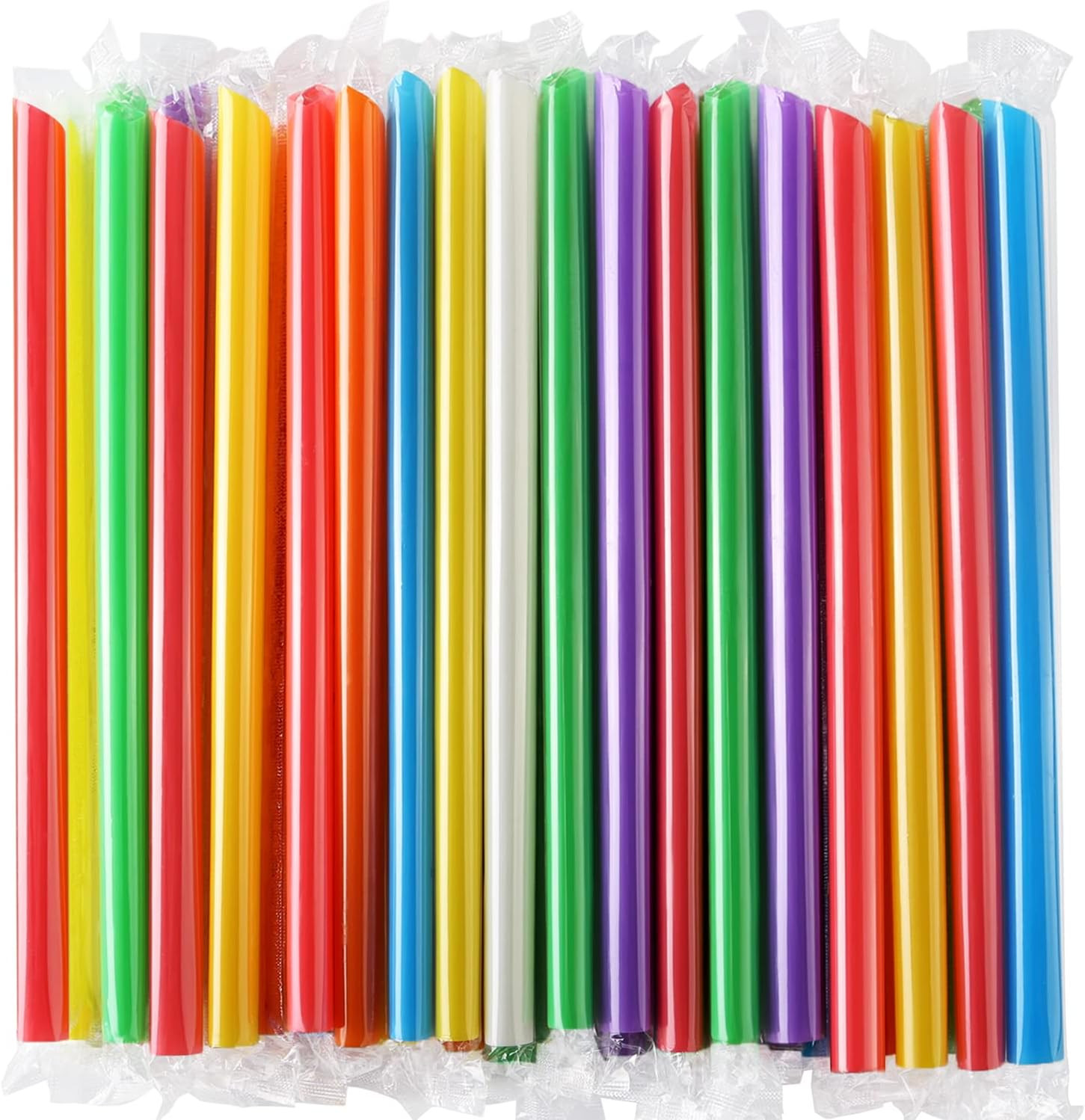 100 Pcs Disposable Jumbo Smoothie Straws - Individually Wrap