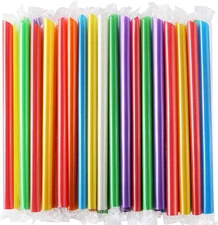 100 Pcs Disposable Jumbo Smoothie Straws - Individually Wrapped - Boba Straw