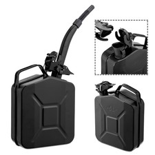 5L Black Metal Jerry Can Fuel Petrol Diesel Oil Containers Canister With Spout