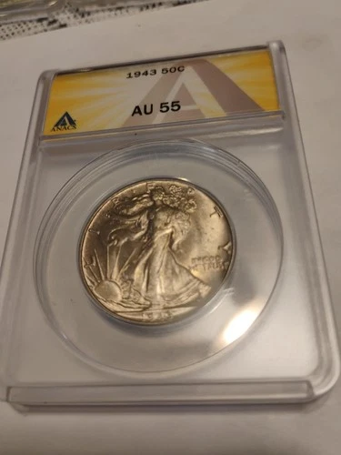 1943 Liberty Walking Silver Half Dollar ANAC AU 55