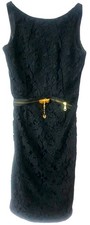 RIVER ISLAND/Ladies/Women's Black Lace Belted Sleeveless Dress - Size 6