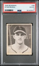 1948 Bowman #36 Stan Musial Rookie HOF Cardinals PSA 4