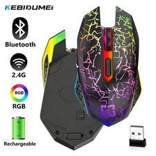 RGB Gaming Mouse Bluetooth 2.4G Wireless 1600DPI Ergonomic 6 Button Mute PC