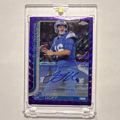 2025 Topps Chrome Jared Goff Purple Geometric Autograph 03/75