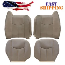 Driver & Passenger Leather Seat Cover Med Tan 522 For 2003-2006 Chevy Silverado