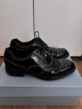 PRADA BLACK LEATHER LACE UP  SILVER STUDDDED BROGUES UK 8 US 8.5-9 W/BOX