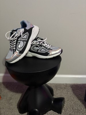 Dior B30 Men's Silver Black White Lace Up Low Top Athletic Sneaker Dior B30