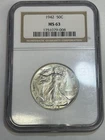 1942 50c Walking Liberty Half Dollar Brilliant Uncirculated NGC MS 63