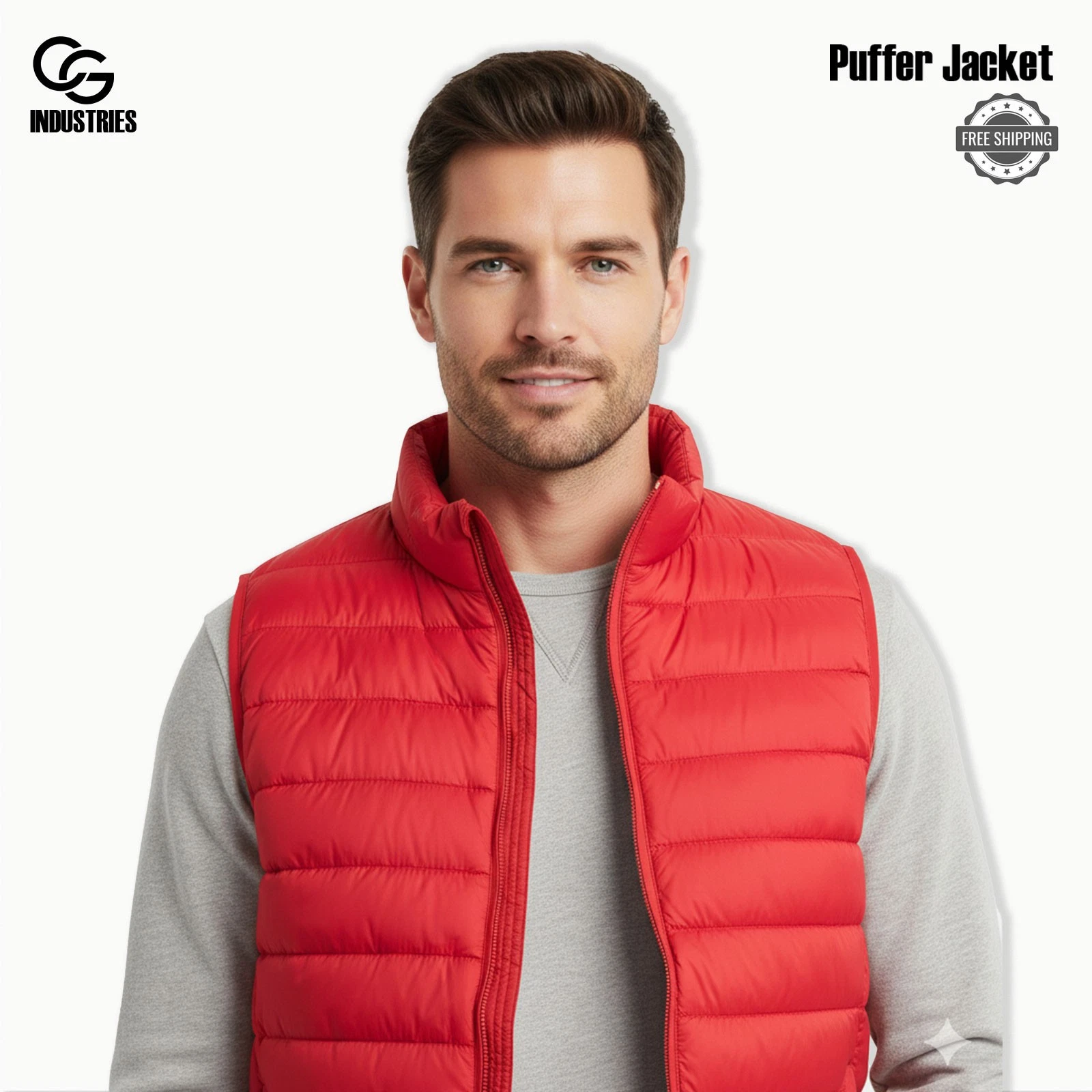 Club Room Men’s Quilted Packable Puffer Vest – Red (Medium)