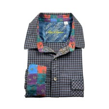 Robert Graham Brown Blue Checked Dual Pocket Men  s L/S Button Front Size Large