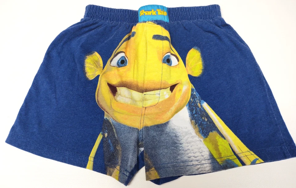 复古 2004 Dream Works Shark Tale Oscar PJ 睡衣短裤 ~ 儿童 L 码 (10-12) — 第 2/4 张图片