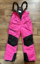 Swiss Tech Girls Pink Black Snow Bib Size XL 14-16 Adjustable Straps