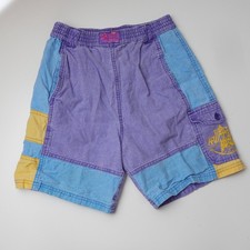 Vintage 80s Swift Gitano Shorts Cotton Colorblock Youth Large L 25x6" Kids VTG