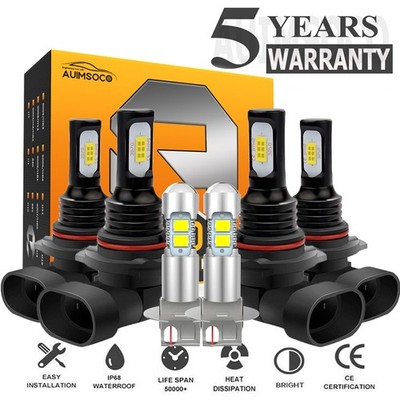 For GMC K1500 K2500 K3500 1988-2000 6500K LED Headlight Fog Light Bulbs CSP Chip
