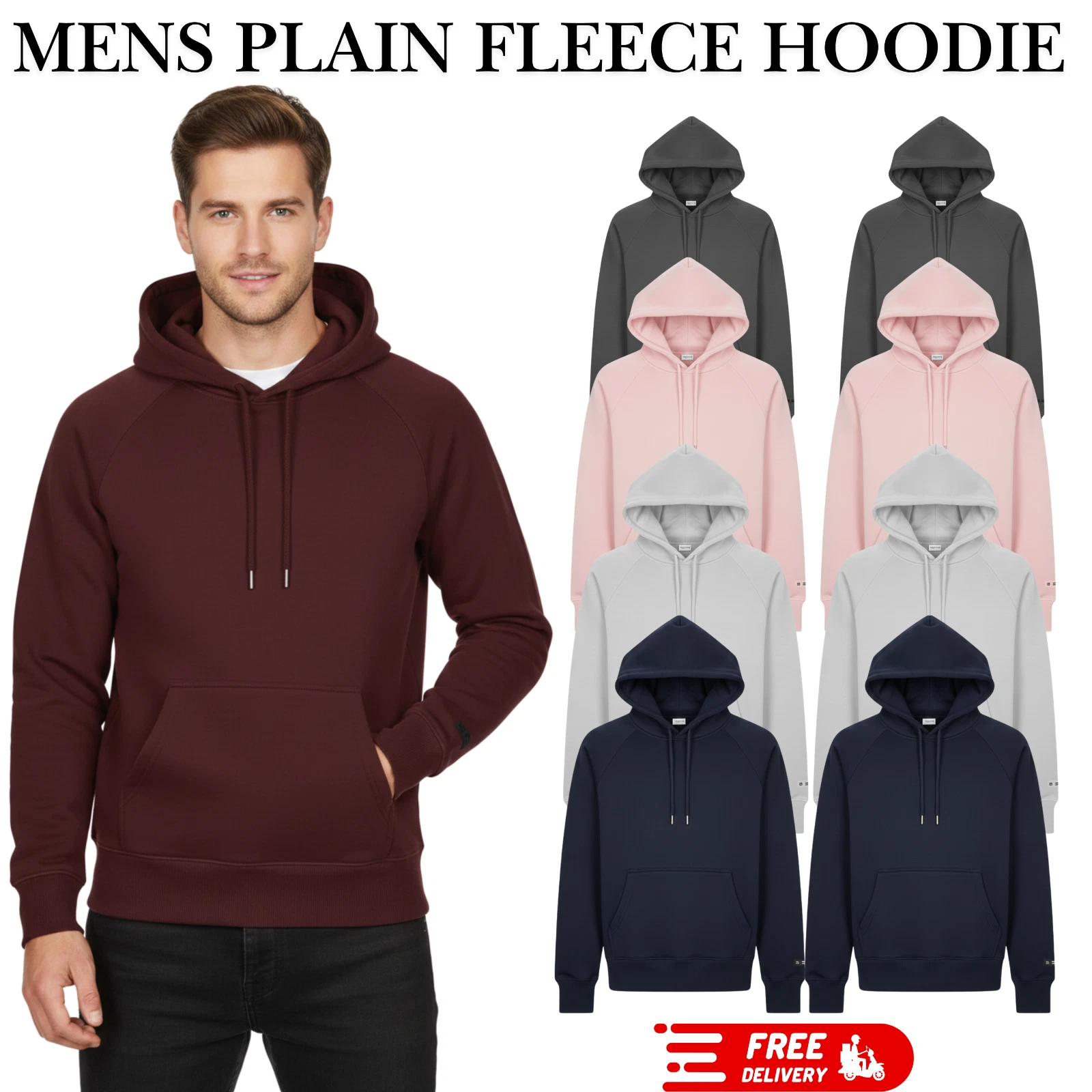 Plain Fleece Hoodie for Men