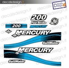 Adesivi motore marino fuoribordo Mercury 200 saltwater  gommone stickers