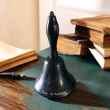 Vintage Wood Handled Hand Held School Bell Original Clapper Hills of Kentucky ￼