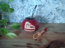 Uruguayan Logo - Mate Gourd- Hand Made- Straw w/ Logo + Spoon BONUS- Yerba Mate
