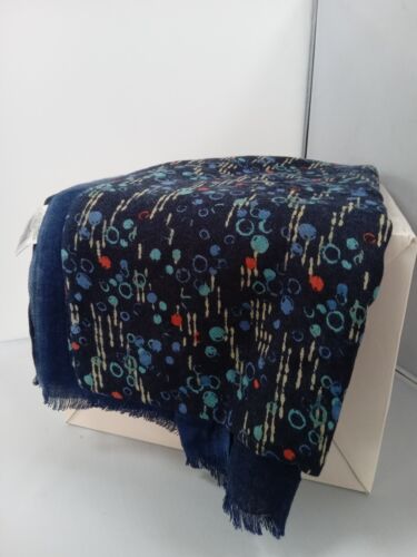 White Stuff Cotton Wool Blend Long Scarf Shawl Lightweight Blue Teal Turtle - Picture 2 of 6