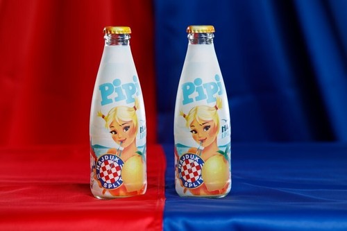 PIPI - HAJDUK SPLIT LIMUNADA - CROATIAN LIMITED EDITION - EMPTY GLASS BOTTLE - Picture 2 of 2