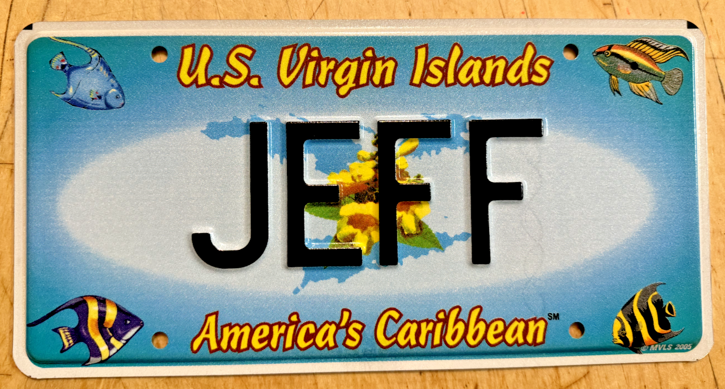 U.S. VIRGIN ISLANDS GRAPHIC VANITY LICENSE PLATE 