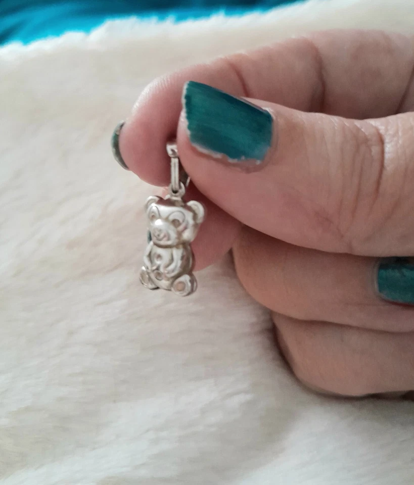 COLLANA MINIMALISTA CON CIONDOLO ORSO 3D ARGENTO 925 MINI ORSETTO 🐻 TEDDY BEAR - Immagine 2 di 4