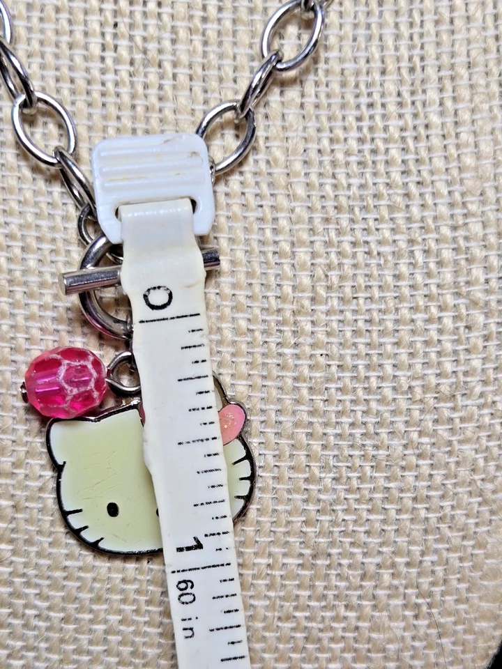 Vintage Stamped (c) Sanrio Hello Kitty Silver Tone Pendant Toggle Necklace 16" - Image 3 of 4