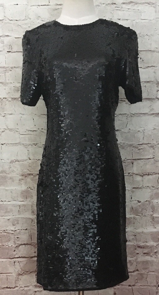 Scarlet Rage Vintage 80s Black Sequin Silk Prom Party Dress Size XS