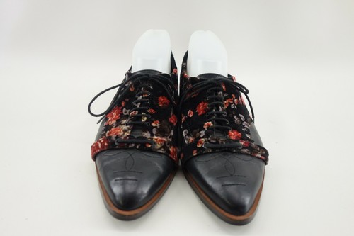 VTG LUXURY REBEL FLORAL VELVET BLACK LEATHER LOW BOOTS WOMEN'S 39.5 EU 8.5 US - Picture 3 of 8