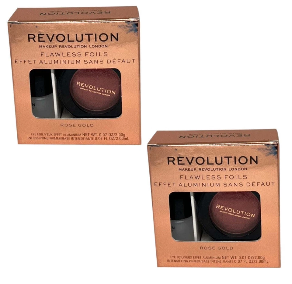Pack of 2 Makeup Revolution Flawless Foils Eyeshadow, Rose Gold - Image 2 of 4