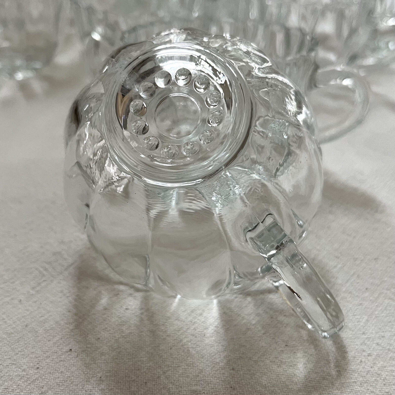 Glass FLOWER Punch Bowl Set, 9 Cups & Special Ladle By Krosno, Poland