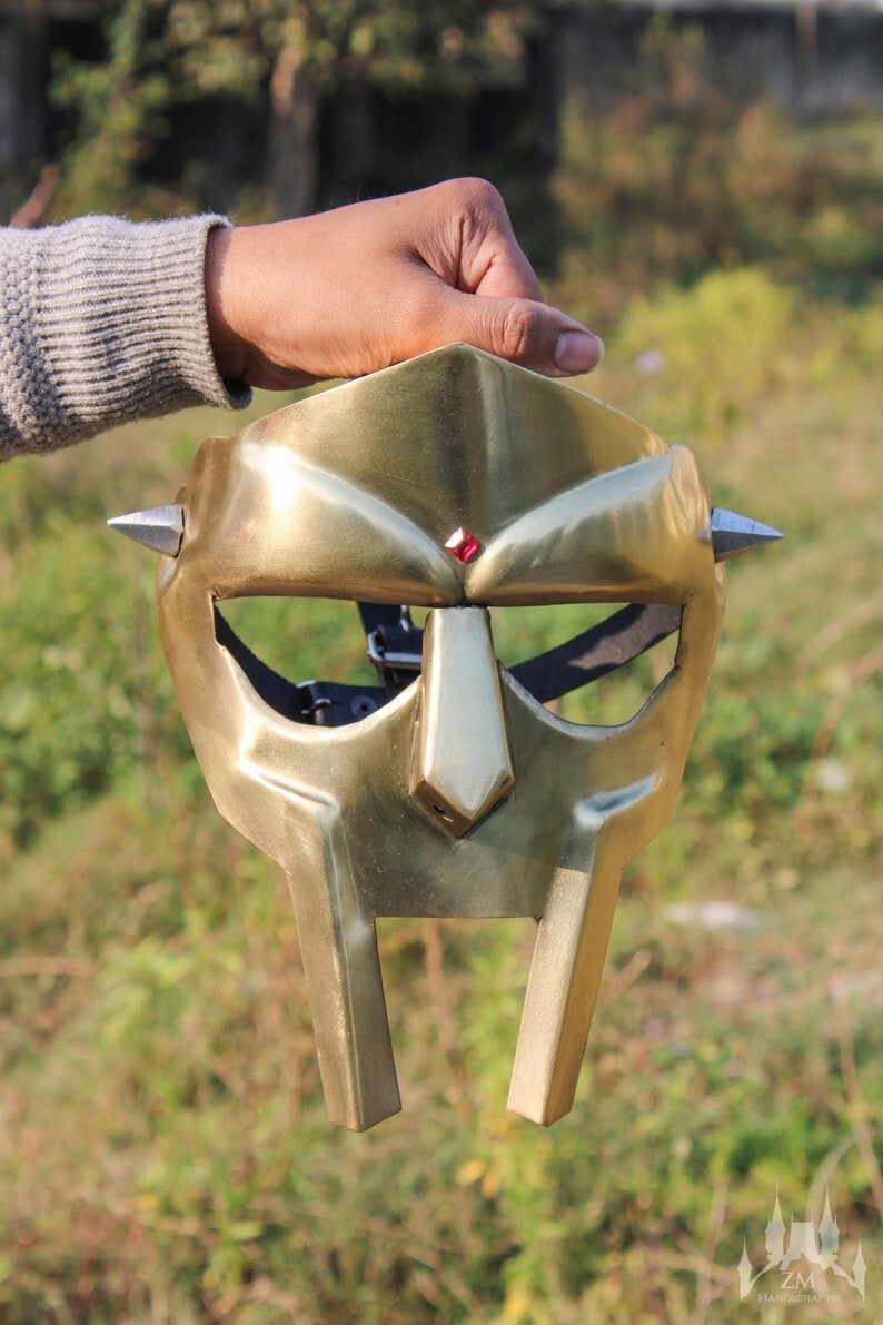 Christmas MF Doom Mask Replica Medieval Engraved Red Stone
