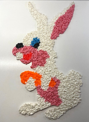 Vintage Melted Plastic Popcorn Easter Rabbit Holiday Door Wall Decor 21 in