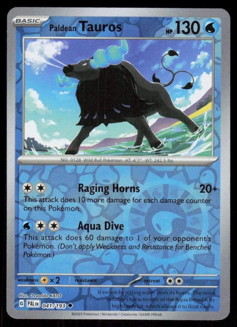 Pokemon - Paldean Tauros - 041/193 - Reverse Holo - Paldea Evolved - NM/M - NEW