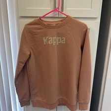 KAPPA Sweater Unisex Medium Salmon Pink Pullover Crewneck Long Sleeve Spell Out