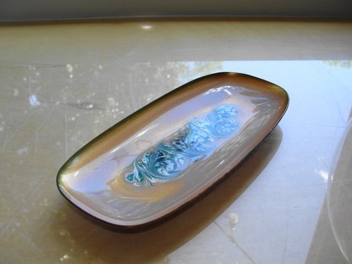 Vintage MCM Leon Statham Collignon Enamel On Copper Dish Catchall Artist Signed - Picture 3 of 7