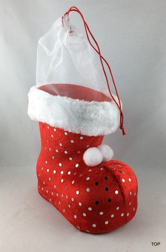 Bota de Papá Noel Para Rellenar 13CM Alto Plástico Flocado Con Felpa Terciopelo - Imagen 2 de 3