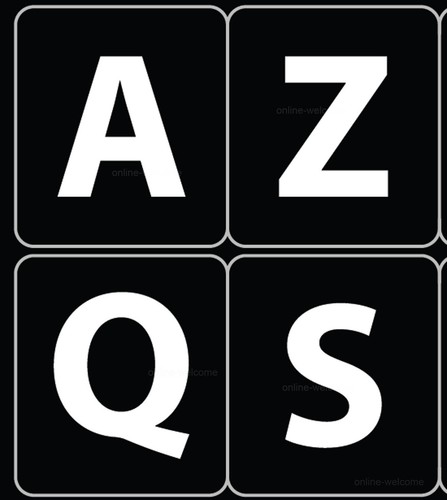 FRENCH AZERTY KEYBOARD STICKER LARGE LETTERS NON TRANSPARENT BLACK - 第 1/4 張圖片