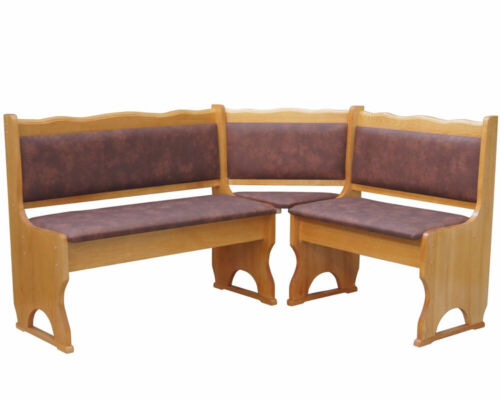 Polster Eckbank Kiefer Holz, Alder Farbe mit Polsterung Grau MASSIVHOLZ - NEU - Afbeelding 21 van 22