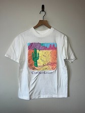Vintage Cabo San Lucas Shirt Desert Artwork Art Cactus Graphic White Shirt 80s M