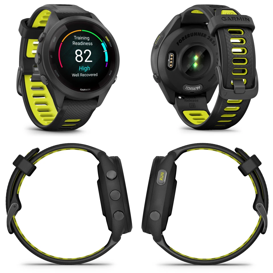 Reloj inteligente Garmin Forerunner 265S GPS para correr pantalla AMOLED negro amplificador amarillo Foto 2 de 4