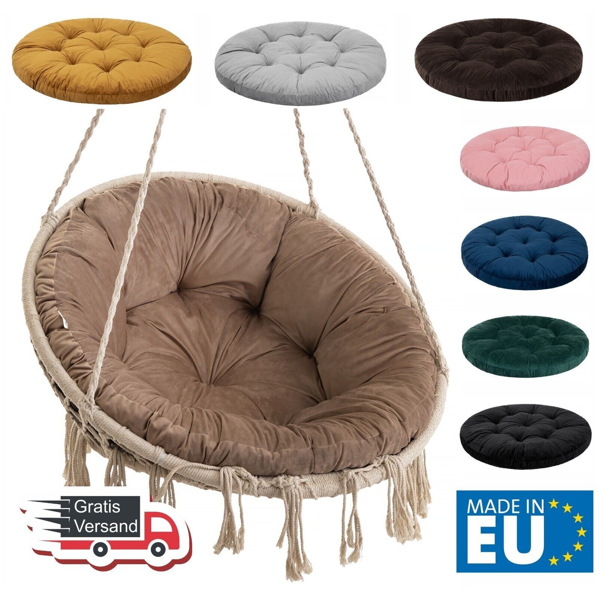 Velvet cushion for hanging chair, seat cushion for chair, hanging