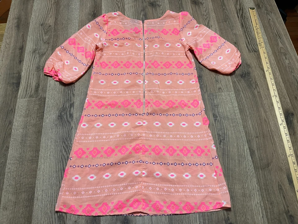 Vestido rue21, Mujer Talla Pequeña, Rosa Blanco Naranja, Manga 3/4, Cremallera Trasera Foto 2 de 4