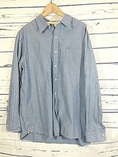 Timberland Mens Dress Shirt Blue Striped Long Sleeve 100 Cotton Size XL Button