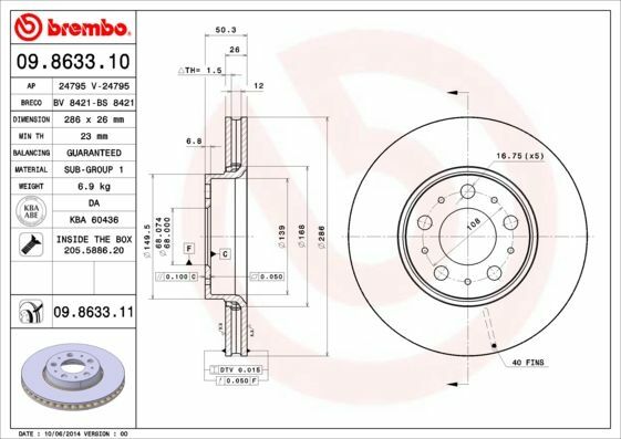 Bremsscheiben 2X Beschichtet Brembo Coated Disc Line 09.8633.11-image